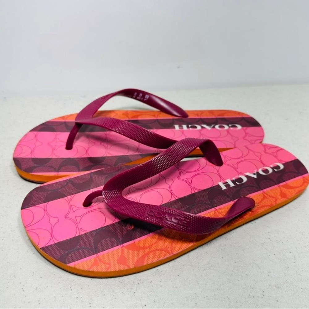 Coach Pink and Orange Women's Flip Flops